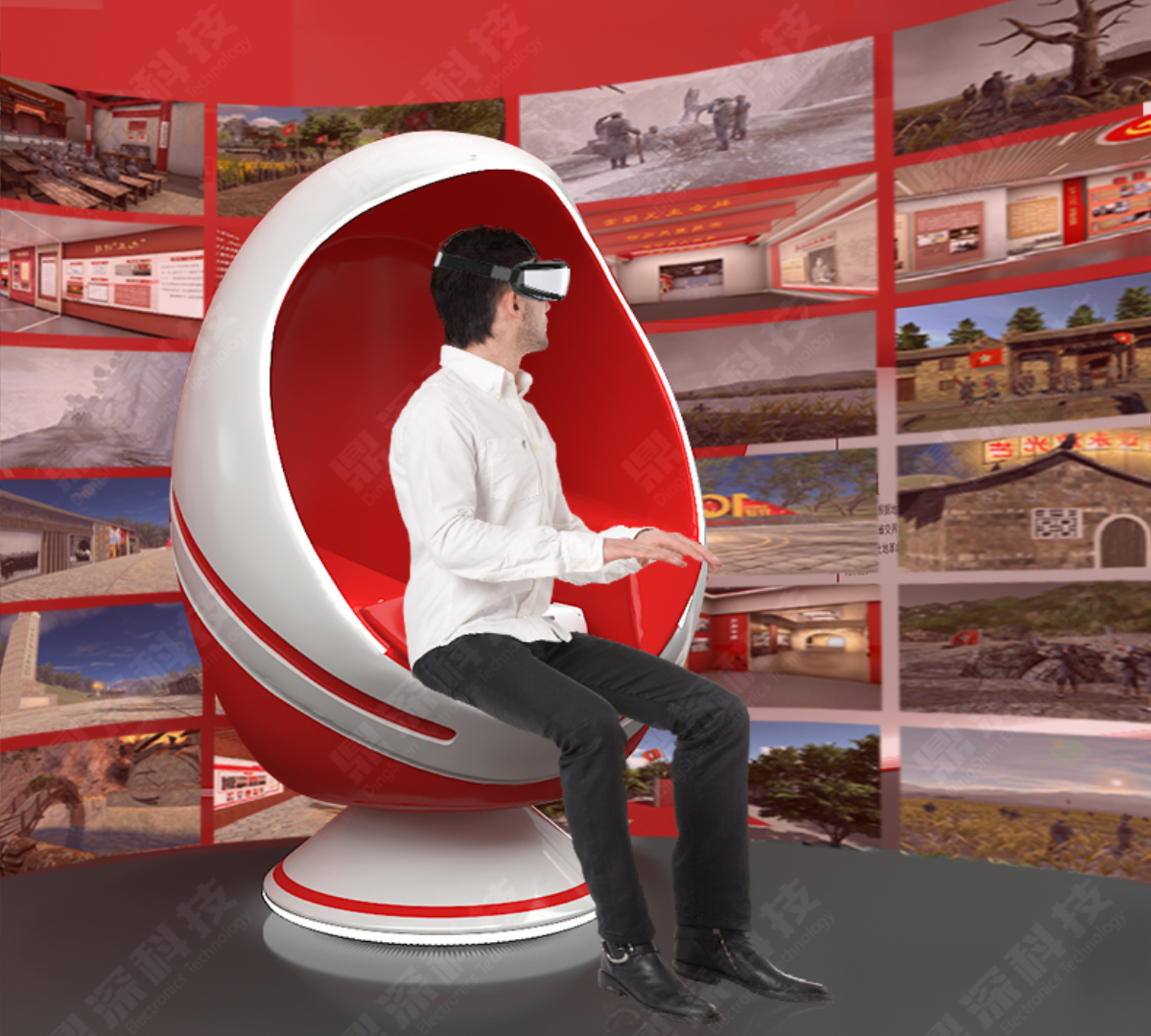 VR红色蛋椅 党建虚拟现实体验馆 VR蛋椅互动