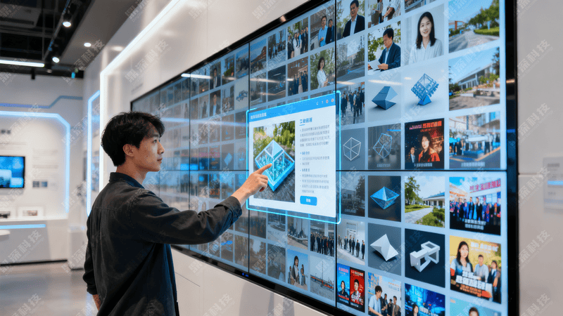 大屏数字互动墙-展厅互动大屏软件-拼接屏互动照片墙软件