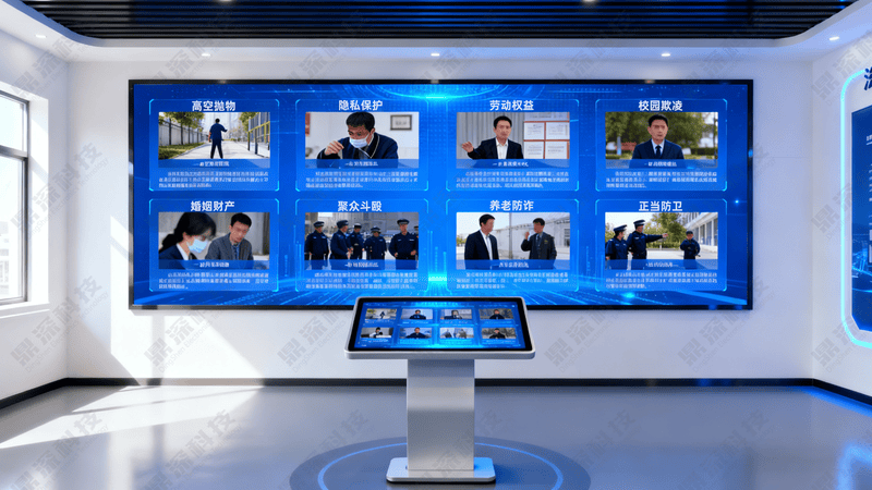 以案说法双屏联动系统-法治展厅飞屏展示系统-青少年法治学习